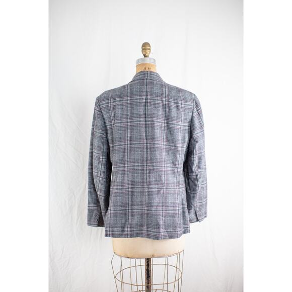 Vintage 80s Pendleton Gray Wool Plaid Blazer, Classic Academia Jacket, Retro LG - Picture 6 of 8